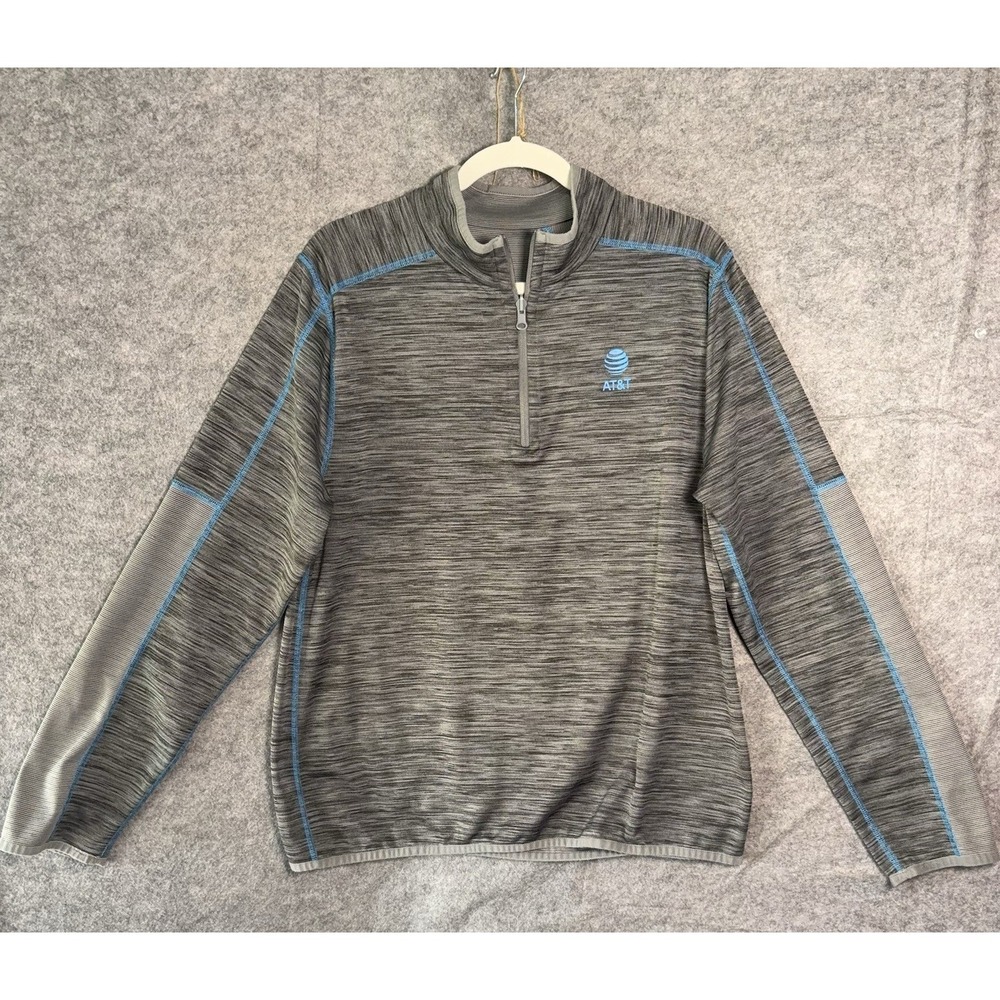 AT&T Reversible Pullover Shirt Mens XL Gray 1/4 Zip Workwear Employee Logo